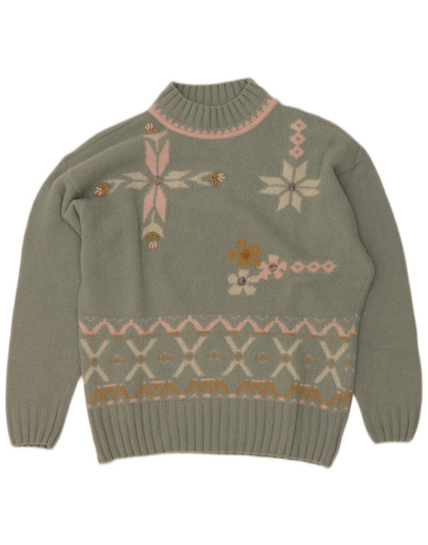 Maximilian Pulover cu gât țestoasă pentru femei UK 14 Medium Green Fair Isle