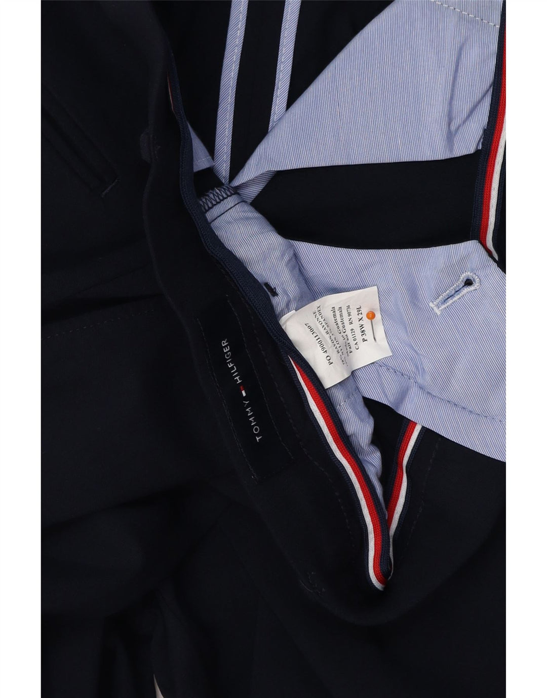 Pantaloni chino drepți TOMMY HILFIGER pentru bărbați L38 L29 bleumarin Rayon
