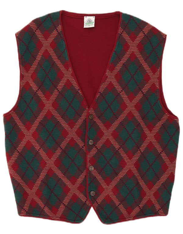 Cardigan fără mâneci pentru bărbați Dreamland, mare, burgundă Argyle/Diamond