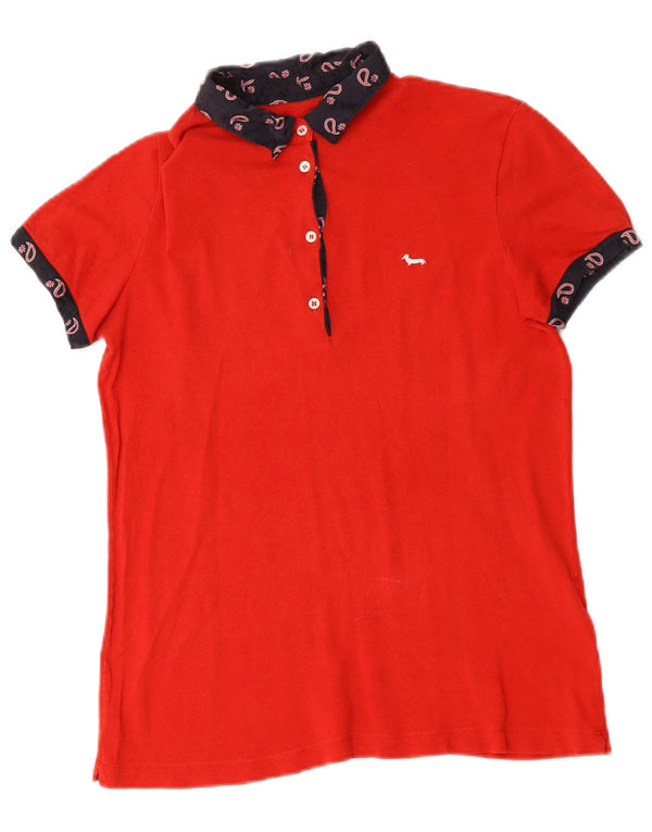 Tricou polo Harmont & Blaine pentru femei UK 12 Medium Red Paisley