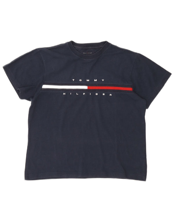 Tricou grafic supradimensionat pentru femei Tommy Hilfiger Top UK 10 Small Bleumarin