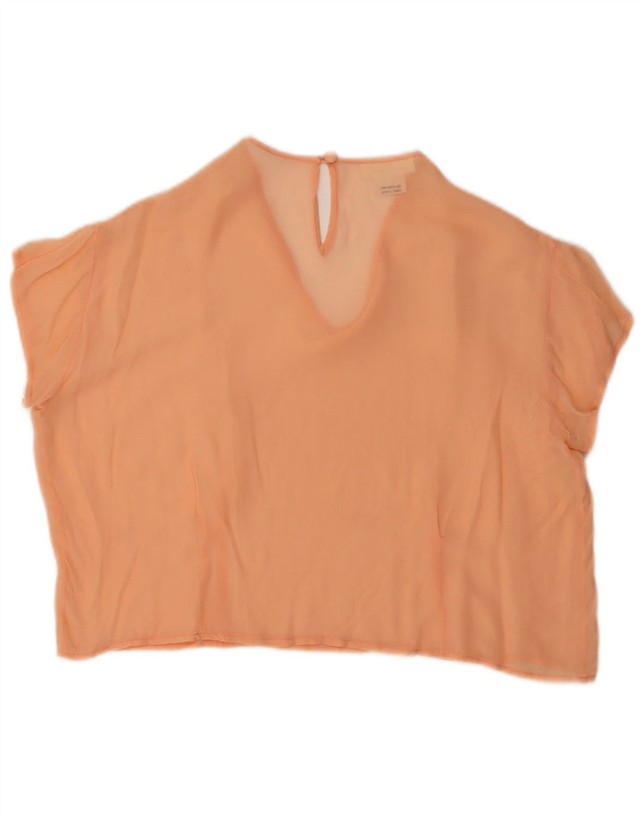 Bluză Crop Vintage Femei Top IT 44 Medium Orange Silk
