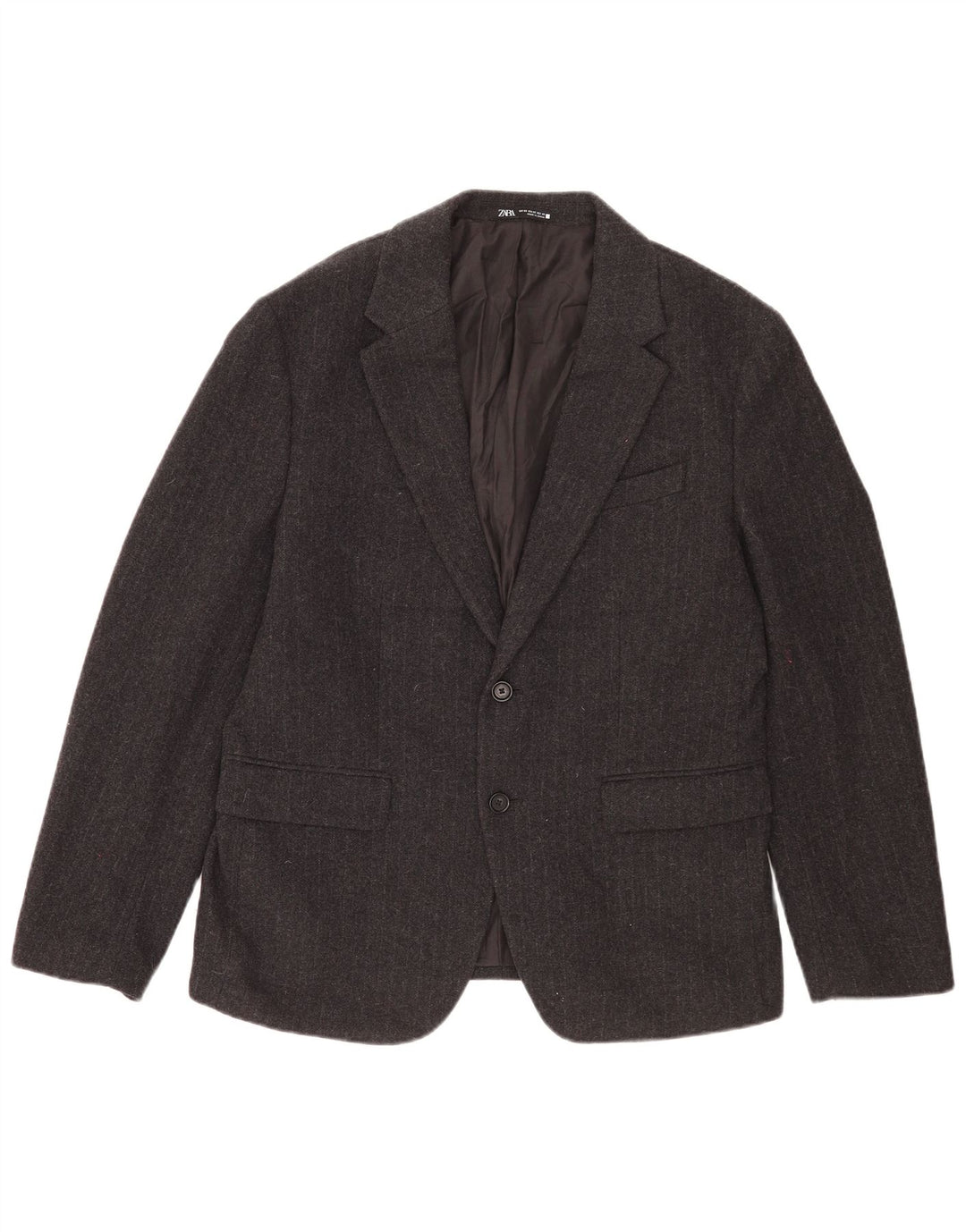 Blazer pentru bărbați Zara cu 2 nasturi EU 52 Lână mare cu dungi gri