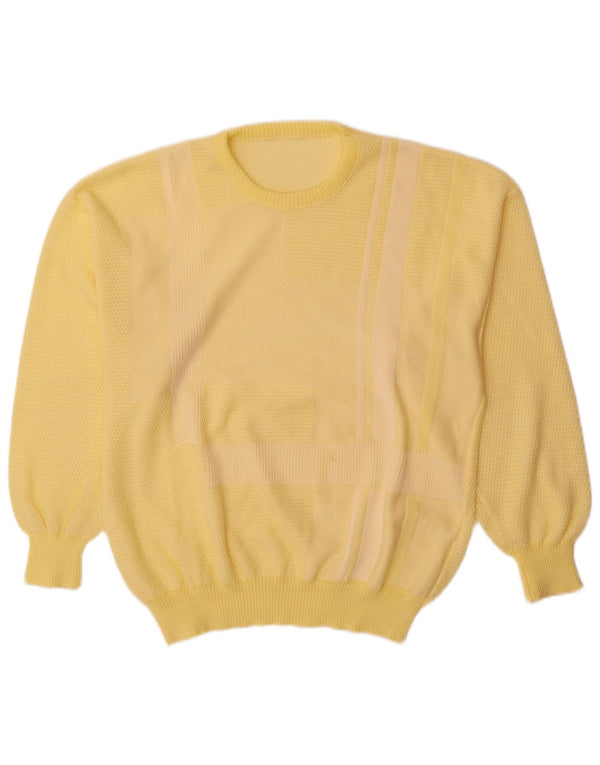 Pulover vintage pentru bărbați cu gât roșu, mare, galben Colorblock