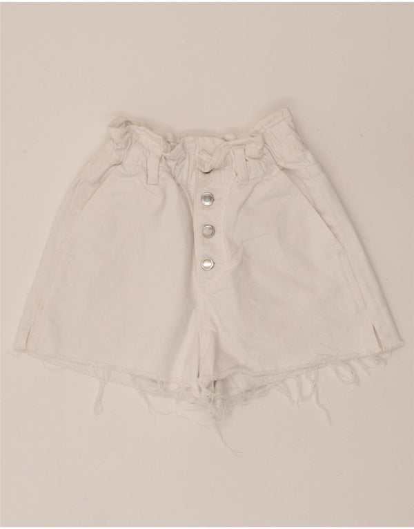 Pantaloni scurți din denim cu talie înaltă pentru femei Zara EU 34 2XS W22 Bumbac alb