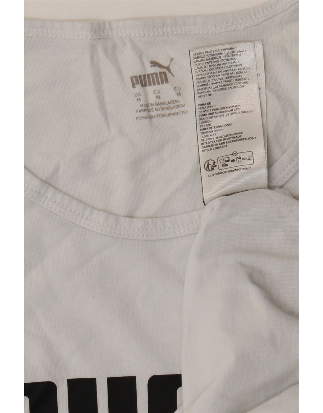 Top cu vestă grafică Puma pentru femei UK 14, bumbac alb mediu