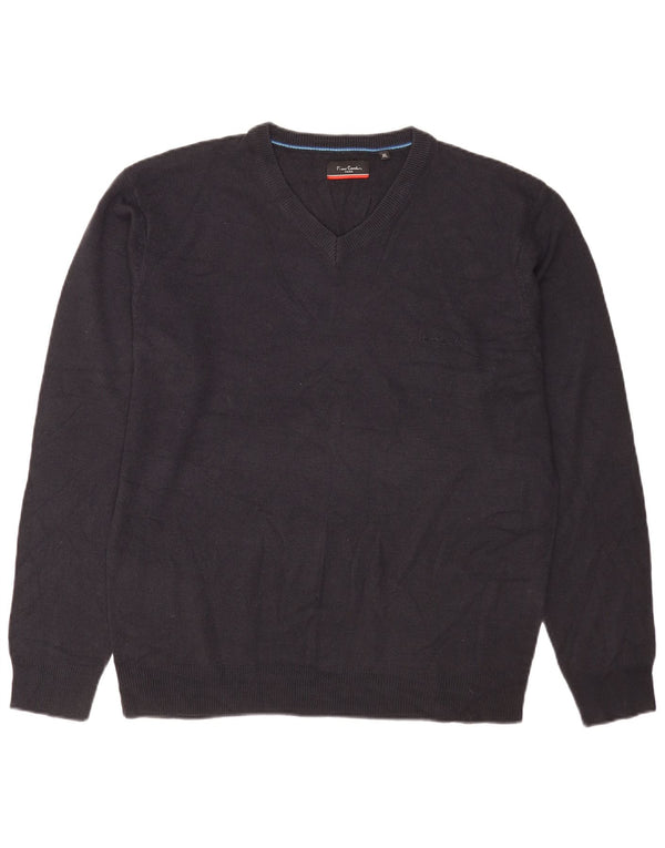 Pierre Cardin Pulover cu decolteu în V pentru bărbați, XL, acrilic, albastru bleumarin