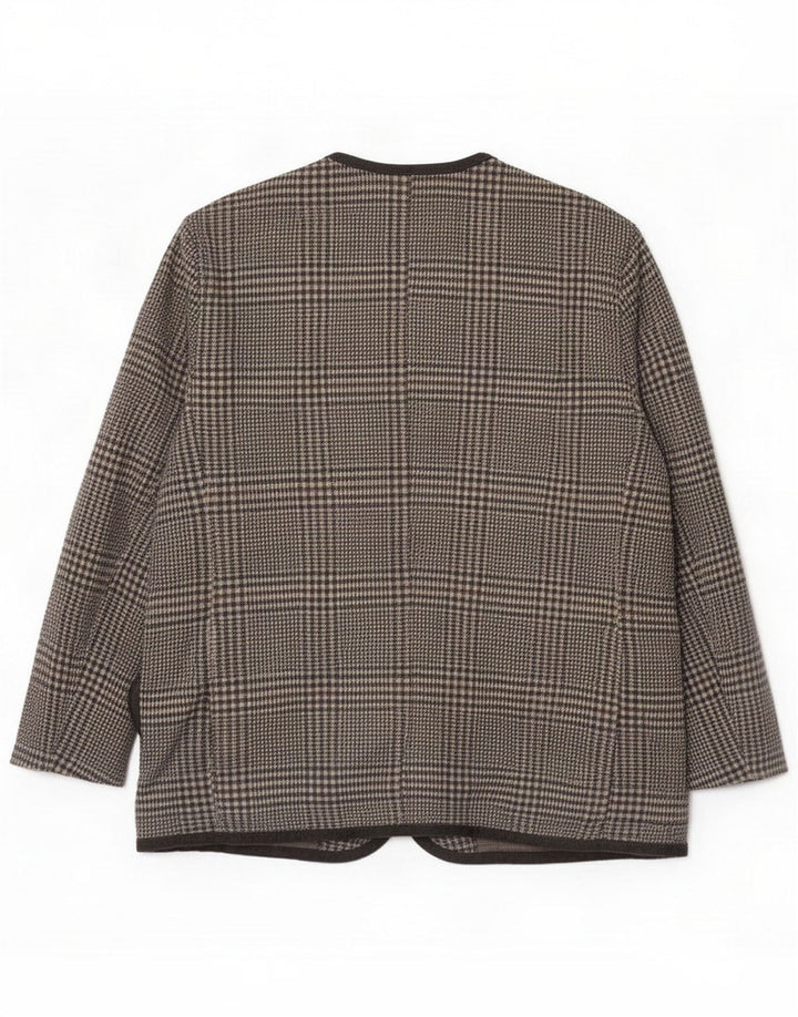Jachetă blazer supradimensionată pentru femei, cu 4 nasturi, IT 43 Medium Gri, carouri