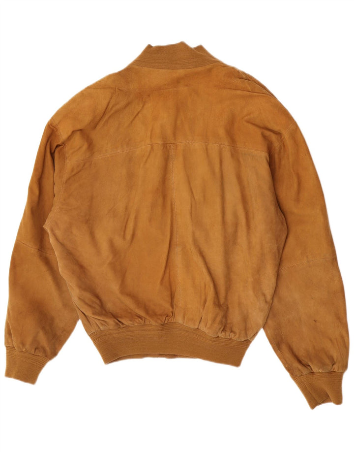 Jachetă Bomber Vintage din Piele Întoarsă pentru Bărbați IT 48 Maro Mediu