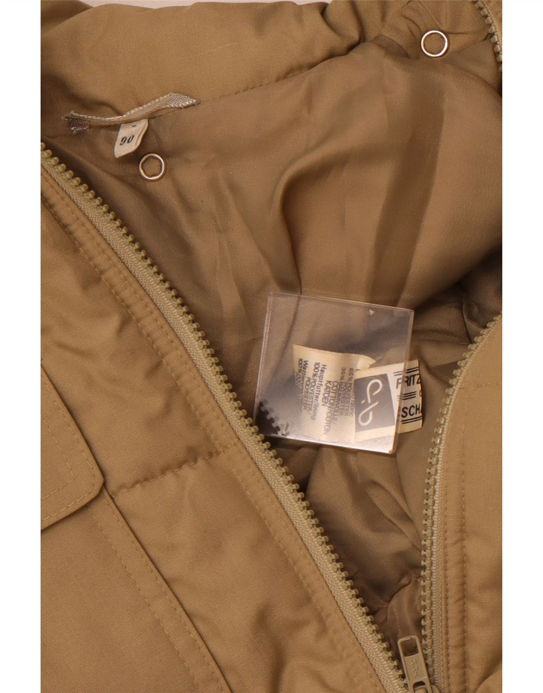 Palton căptușit pentru bărbați vintage UK 36 Poliester Bej mic