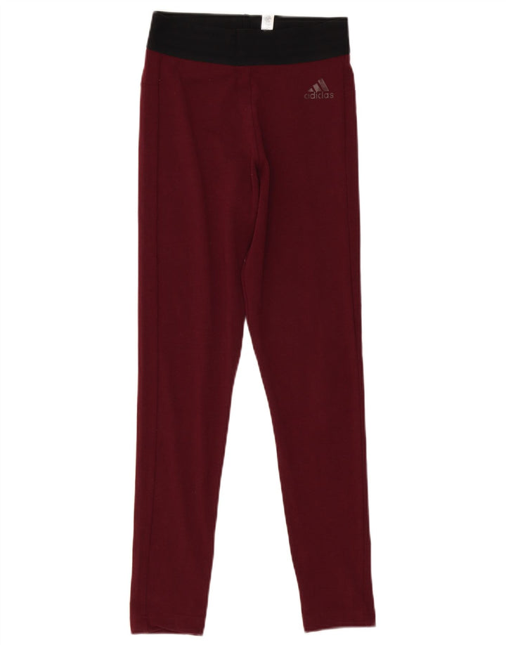 Leggings pentru femei Adidas UK 4/6 XS burgundy bumbac