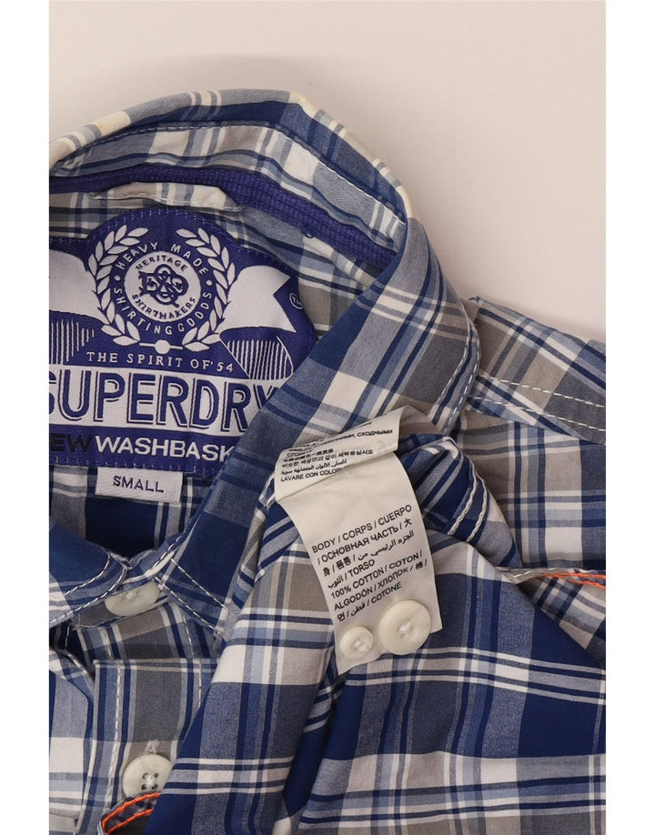 Cămașă pentru bărbați SUPERDRY din bumbac cu carouri albastre mici