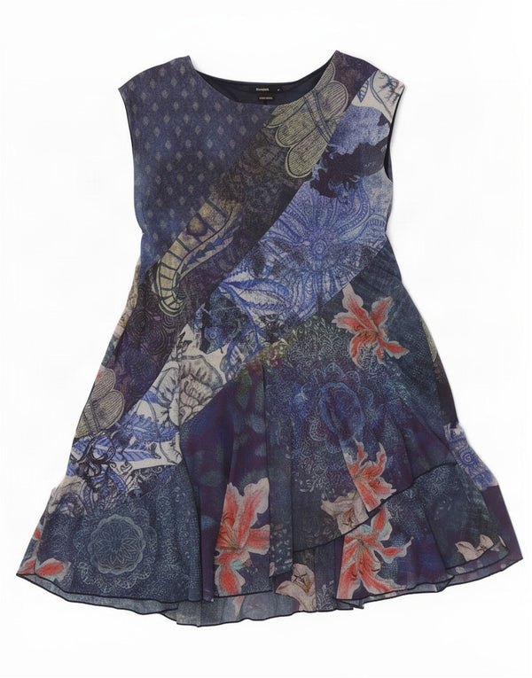 Rochie A-Line fără mâneci Desigual pentru femei UK 18 XL Albastru Floral