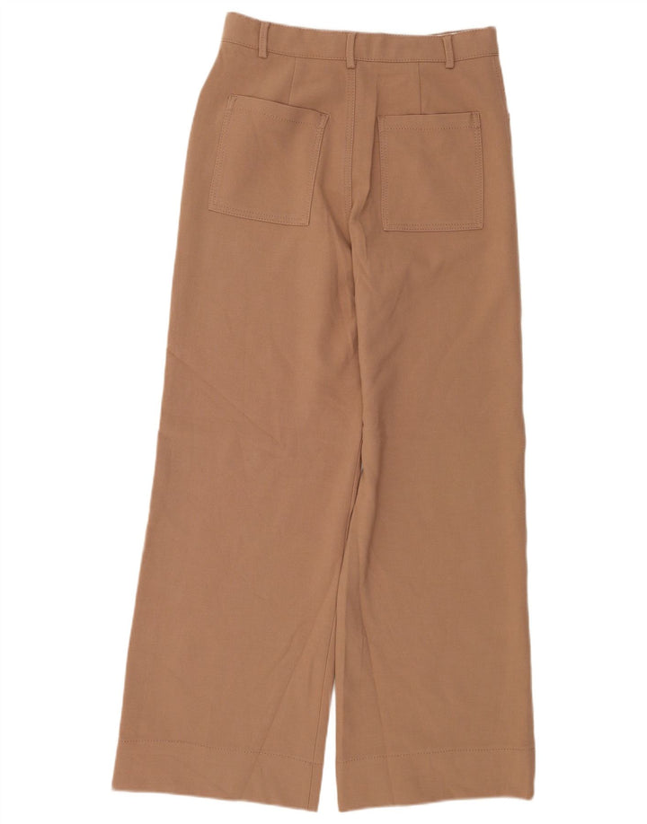Pantaloni casual pentru femei Zara cu picioare late Mediu L28 L30 Maro Poliester