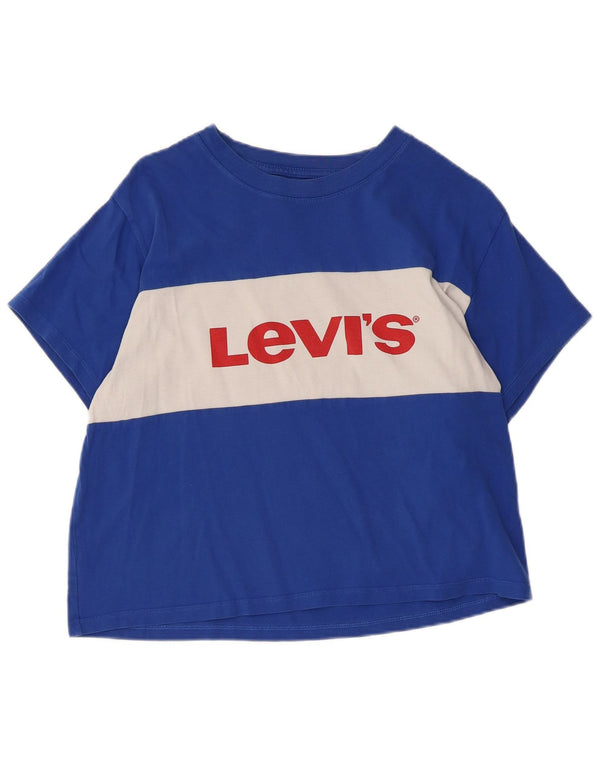Tricou cu grafic crop LEVI'S pentru femei Top UK 10 Small Blue Colorblock