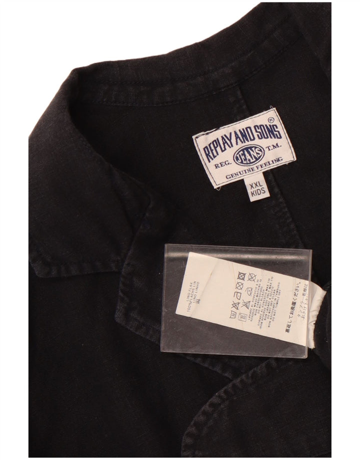 Sacou blazer cu 3 nasturi Replay and Sons pentru băieți 15-16 ani 2XL in negru