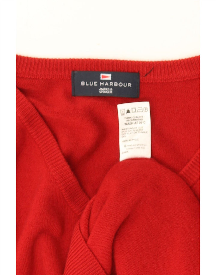 MARKS & SPENCER Pulover cu decolteu în V Blue Harbour pentru bărbați, roșu, acrilic
