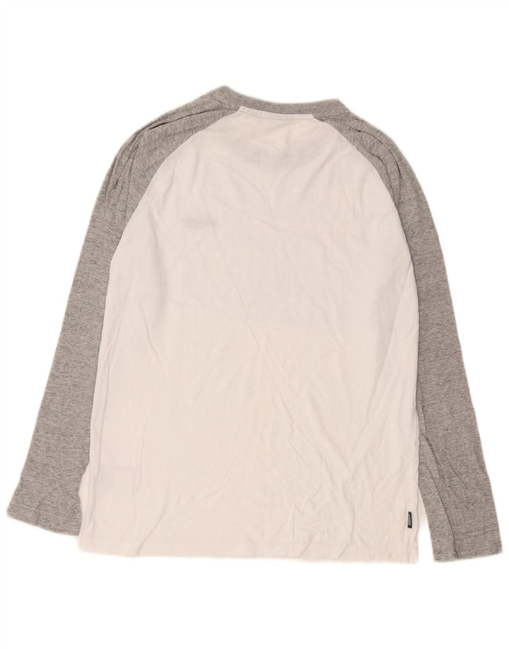 Top pentru bărbați Superdry cu mânecă lungă, mare, alb, color bloc din bumbac