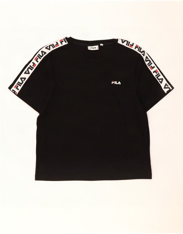 Tricou cu grafică Fila pentru femei Top UK 10 Small Black Colorblock Bumbac