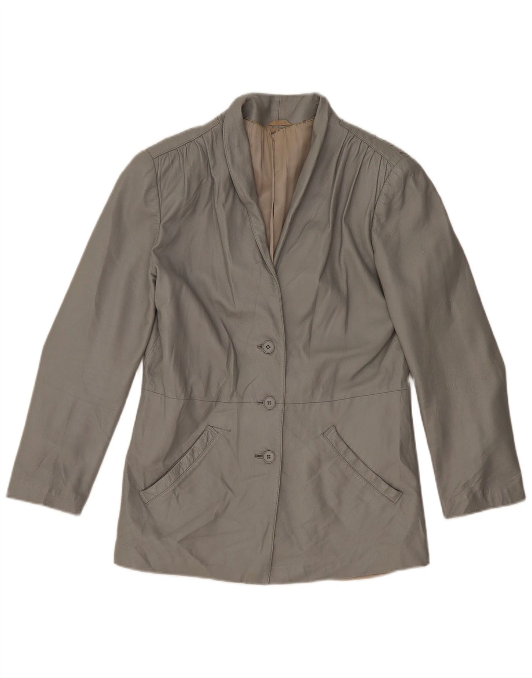Jachetă de piele vintage pentru femei UK 14 Medium Grey Piele