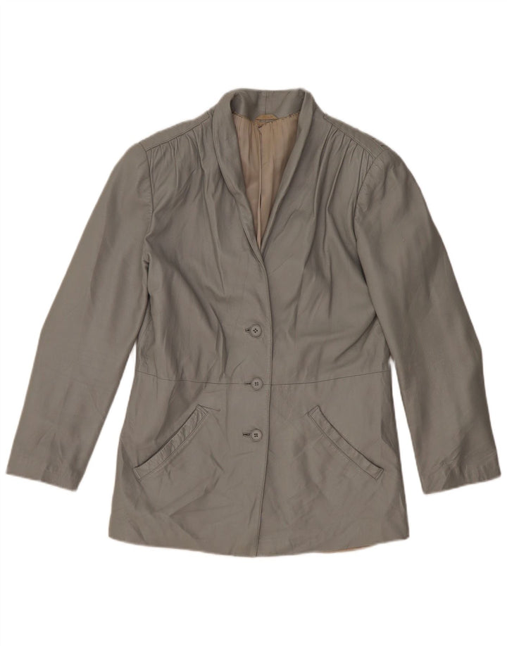 Jachetă de piele vintage pentru femei UK 14 Medium Grey Piele