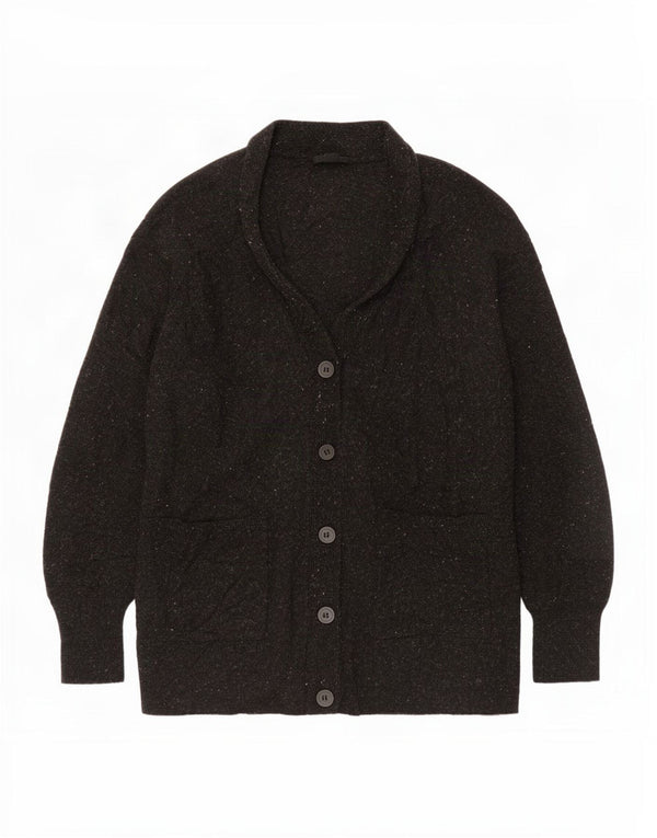 Pulover cardigan supradimensionat pentru femei Cos UK 10 Lână neagră cu pete mici