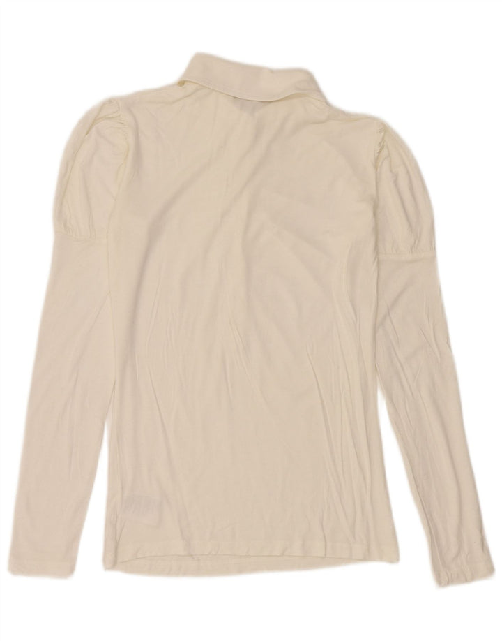 Tricou polo pentru femei Gaudi cu mânecă lungă UK 12 Medium White Viscose