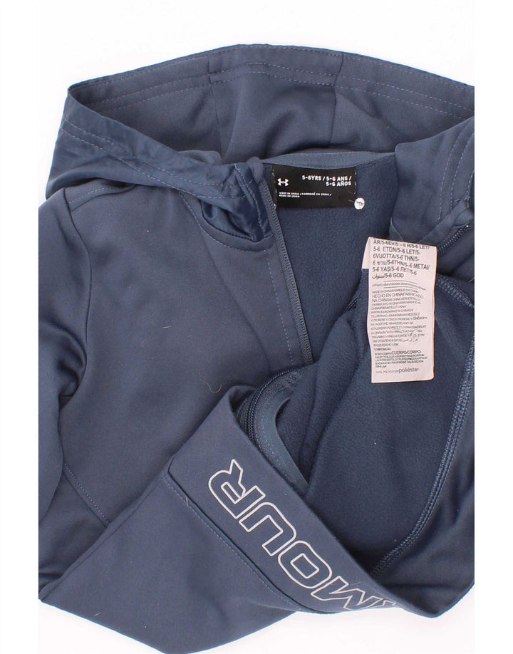 Pulover cu capota cu fermoar Under Armour pentru baieti 5-6 ani poliester bleumarin