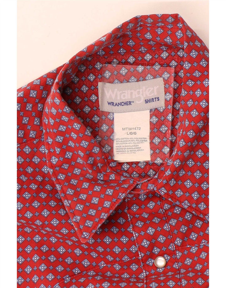 Cămașă cu mânecă scurtă Wrangler pentru bărbați, bumbac geometric roșu mare