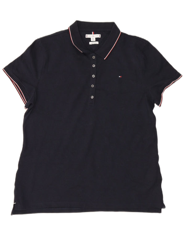 Tricou polo Tommy Hilfiger pentru femei, cu ajustare clasică, UK 18 XL, albastru bleumarin, cu dungi