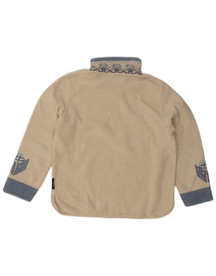 Pulover Polartec pentru femei, cu fermoar și gât, din lână UK 16, mare, alb, poliester