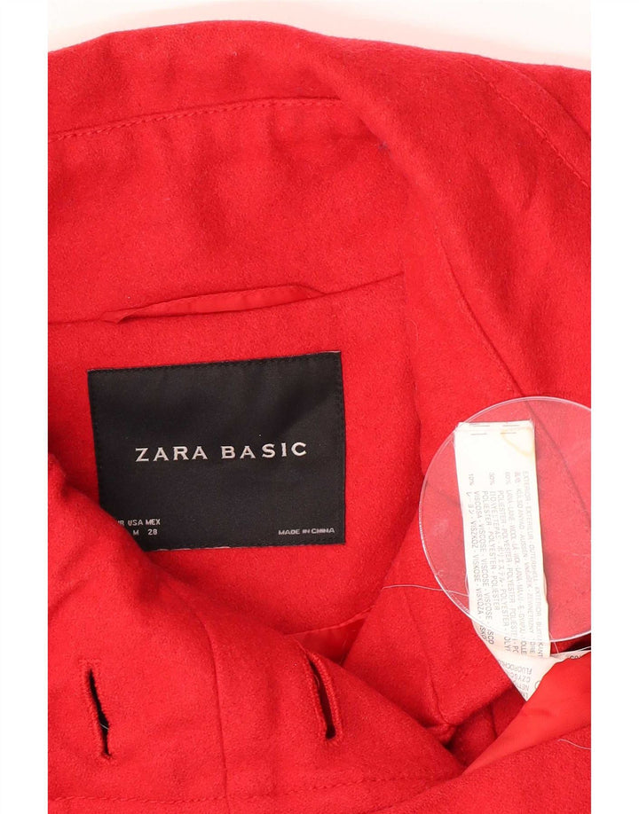 Zara Womens Pea Coat UK 14 Medium Red Wool