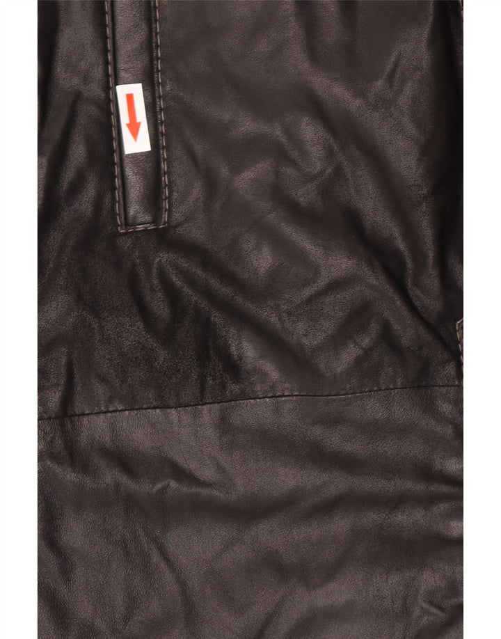 Palton din piele vintage pentru bărbați IT 58 4XL din piele neagră