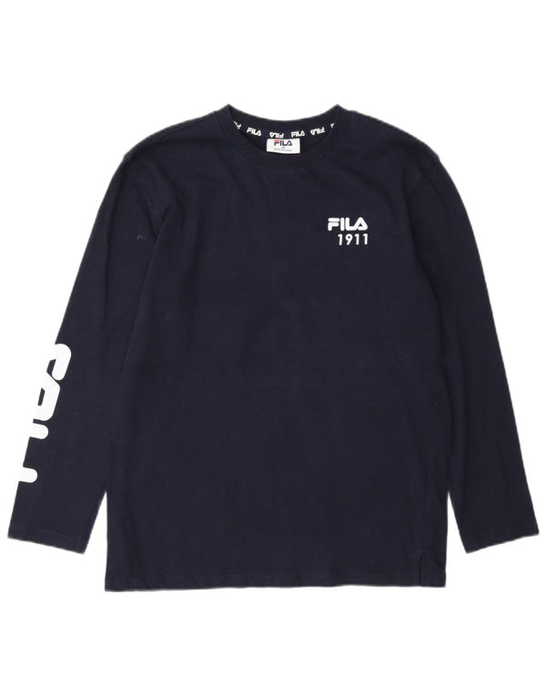 Fila Boys Graphic Top Maneca Lunga 13-14 Ani Bleumarin Bumbac