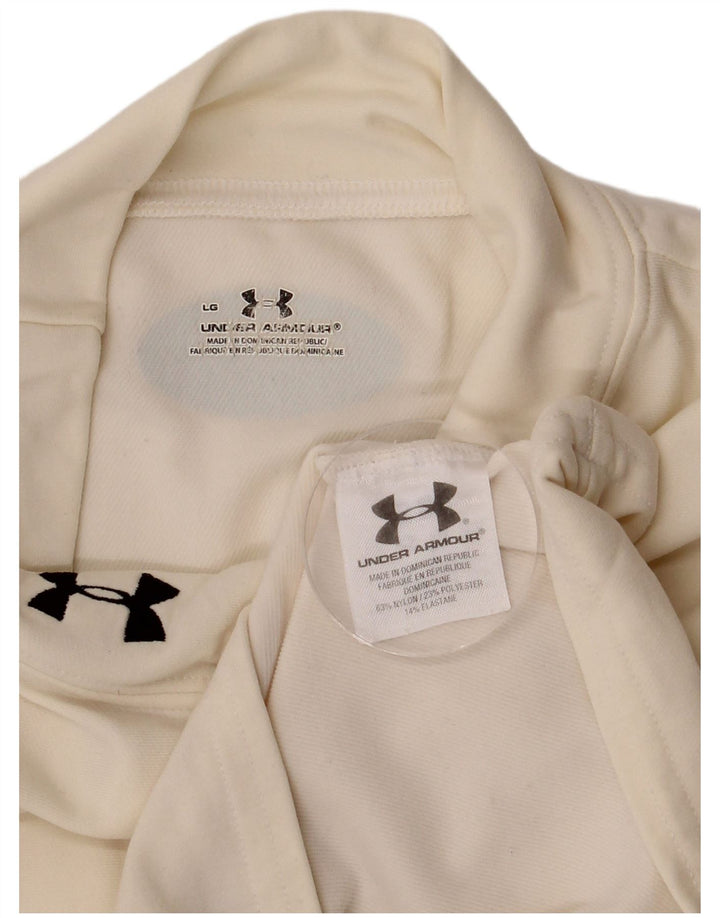 Top pentru bărbați Under Armour cu mânecă lungă mare din nailon alb