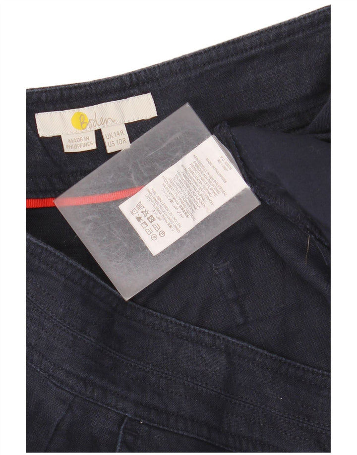 BODEN Pantaloni tăiați pentru femei cu picioare largi UK 14 mari L34 L25 in albastru bleumarin