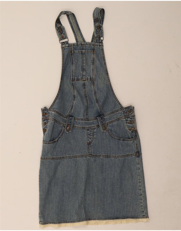 Benetton Salopete Femei Fusta Denim Medium W31 Blue Pinstripe Bumbac