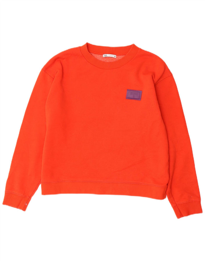 ZARA Mens Graphic Sweatshirt Jumper Large Orange Cotton