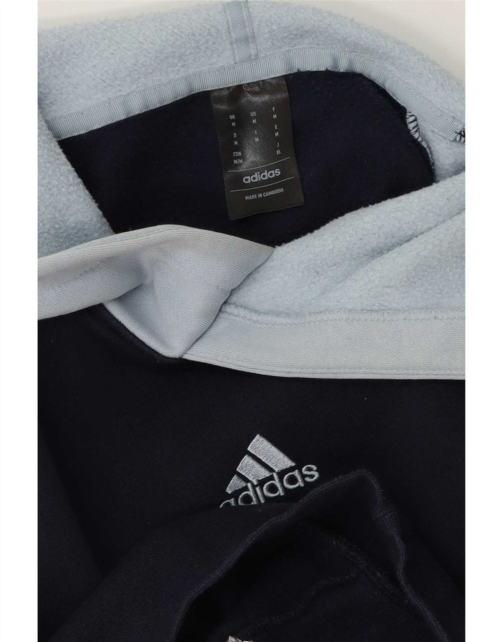 Pulover Adidas pentru bărbați cu glugă, albastru bleumarin mediu