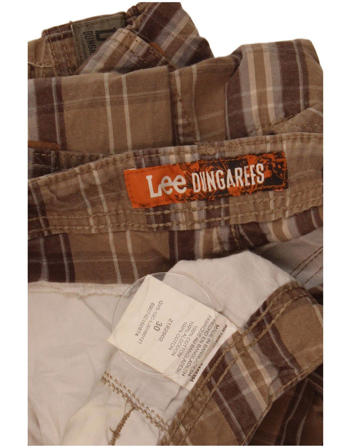 Pantaloni scurți cargo pentru bărbați Lee W30, bumbac carouri maro mediu