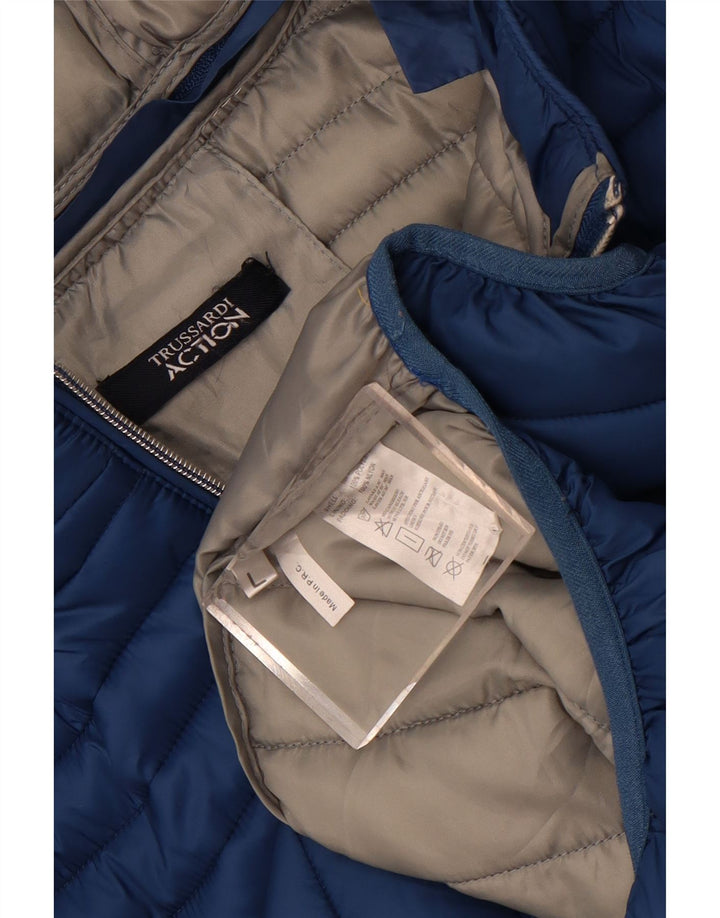 Jachetă căptușită cu glugă pentru bărbați Trussardi UK 40, mare, albastru, nailon