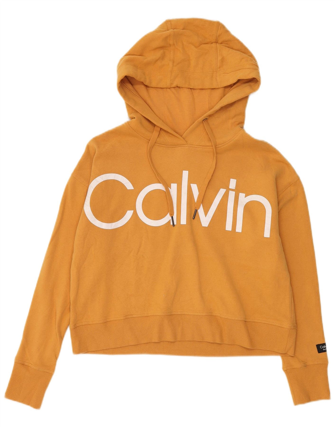CALVIN KLEIN Pulover oversized Crop Hoodie pentru femei UK 10 Small Yellow