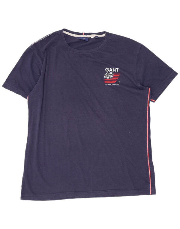 Tricou grafic Gant pentru bărbați Top 2XL bumbac bleumarin