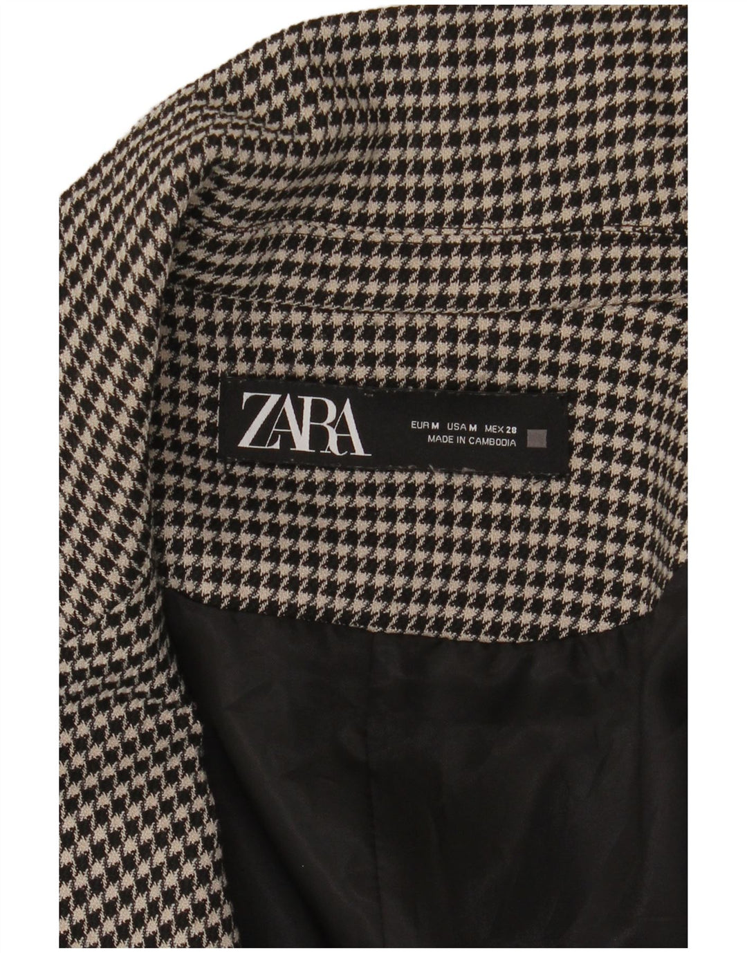 Jachetă Blazer deschisă pentru femei Zara UK 14 Medium Black Houndstooth