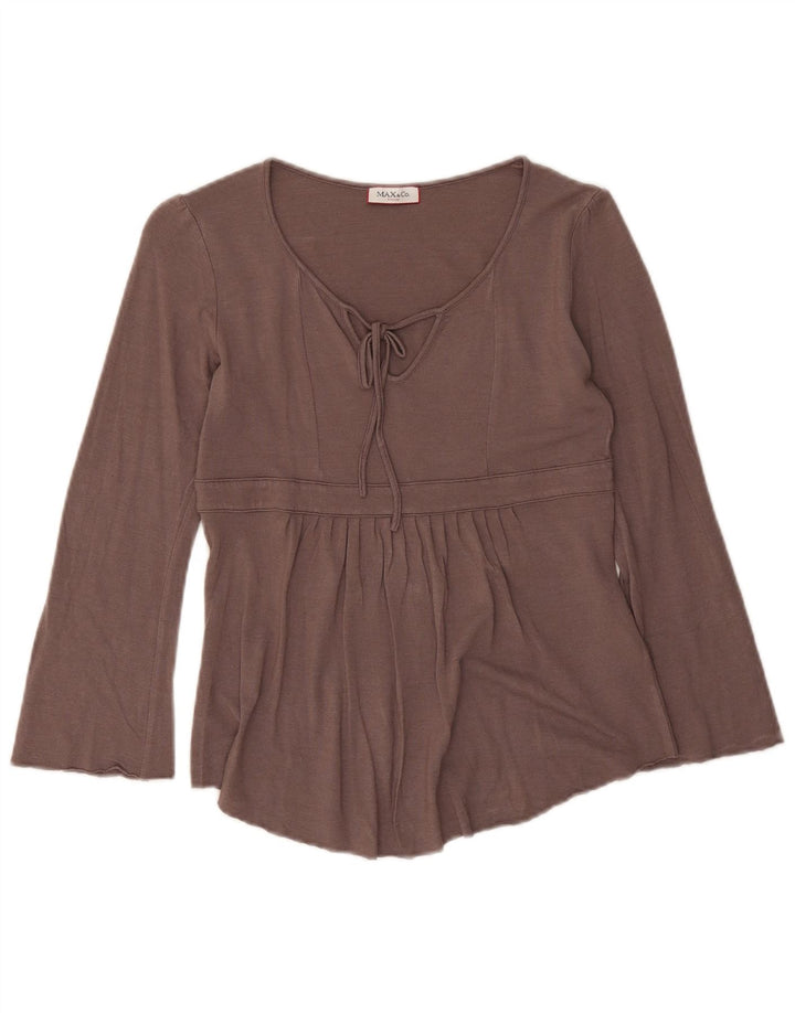Max & Co. Femei Top cu mâneci 3/4 UK 12 Medium Brown Viscose