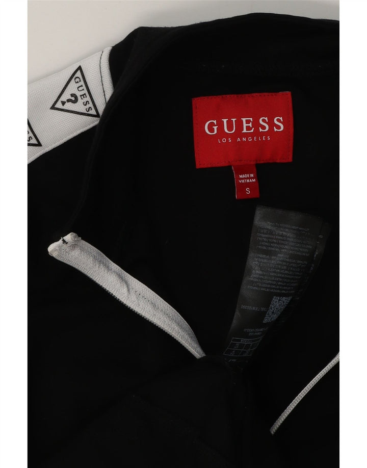 Jachetă de top GUESS pentru bărbați cu grafică, neagră, color-block, raion