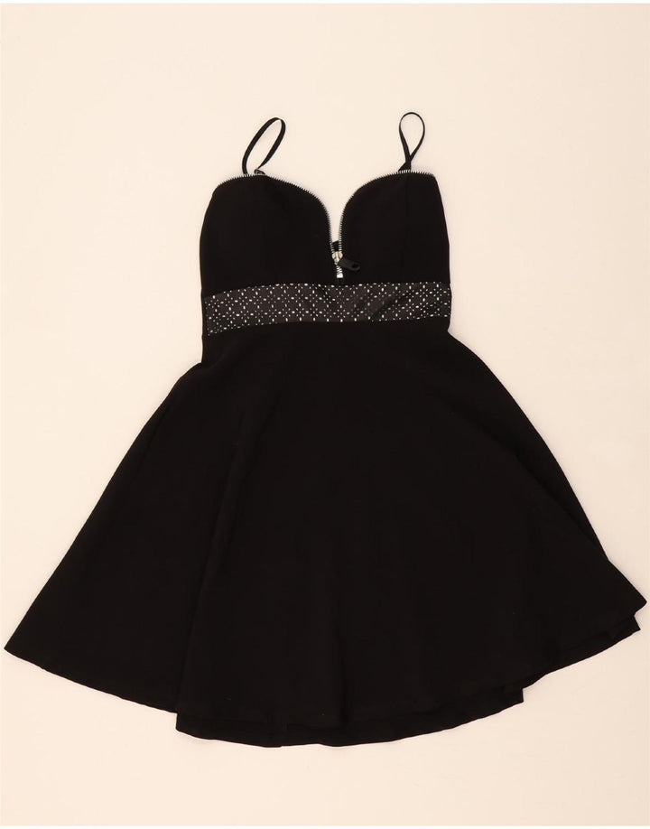 NUNA LIE Womens Slip Dress UK 12 Medium Black Polyester Vintage Nuna Lie and Second-Hand Nuna Lie from Messina Hembry 