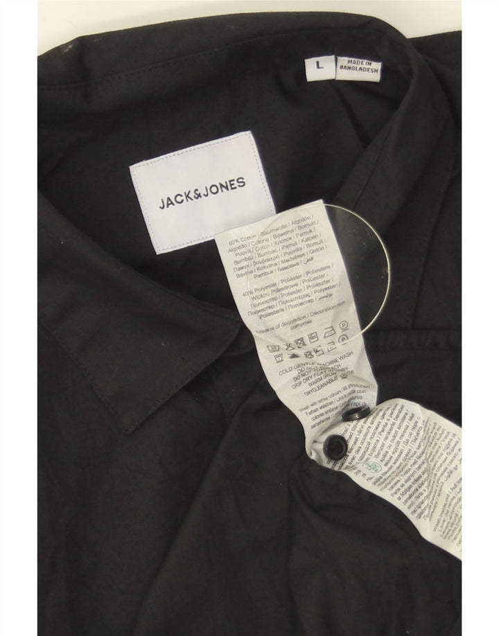 Cămașă Jack & Jones pentru bărbați, mare, negru, bumbac