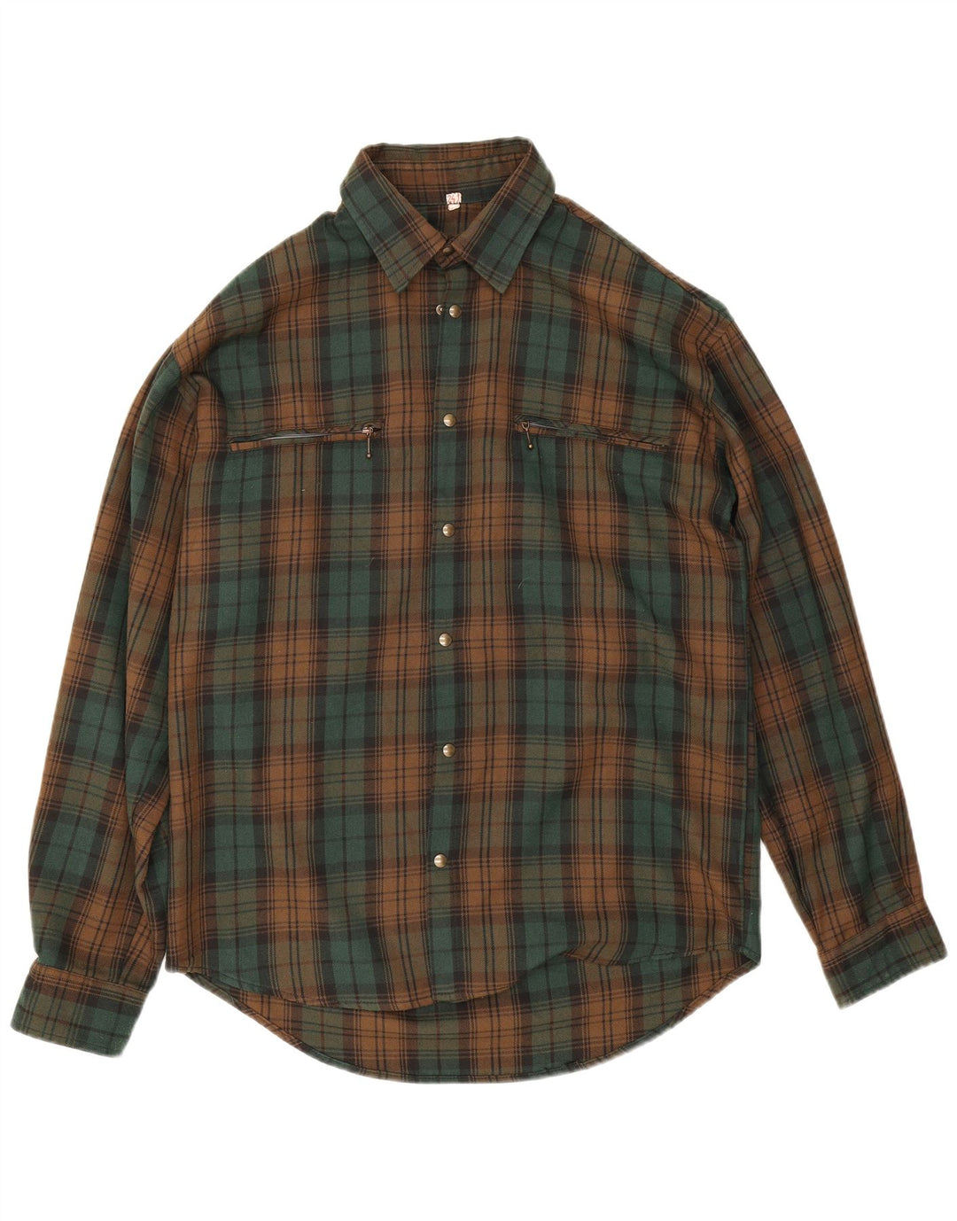 Cămașă Vintage pentru bărbați din flanel, verde mediu, carouri