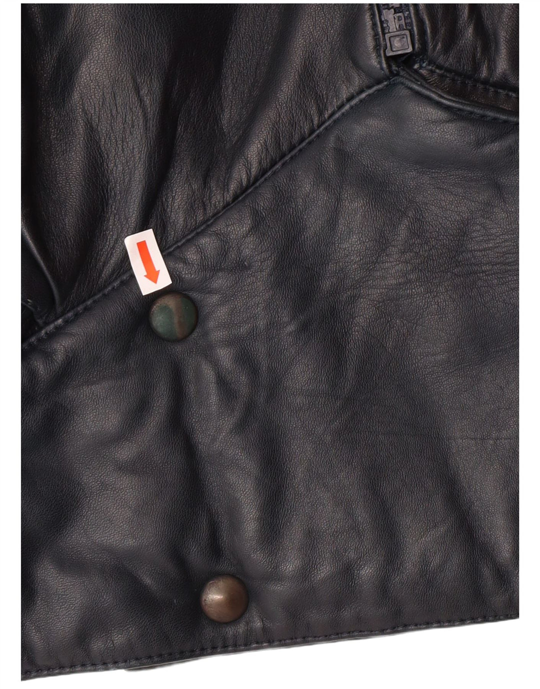 Jachetă de piele crop VINTAGE pentru femei UK 6 XS bleumarin